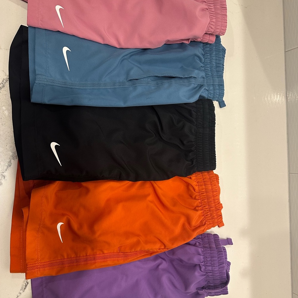 Nike Kids' Shorts in Pink, Blue, Black, Orange, and Purple